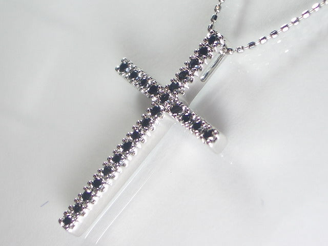 K18WGブラックダイヤ ペンダント ネックレス