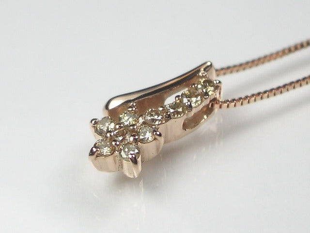 K10PGダイヤ ペンダント ネックレス