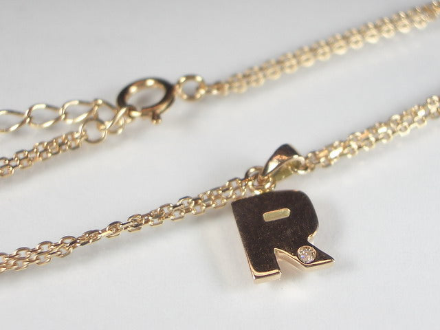 イニシャル「R」K10PGダイヤブレスレット