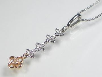 K10WG ホワイトゴールド/Ｋ10PG　ピンクゴールド ダイヤモンド ペンダント ネックレス