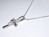 K18WG ホワイトゴールドダイヤモンド クロス ペンダント ネックレス