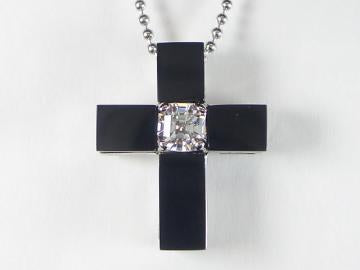 SV シルバー キュービックジルコニアクロス ペンダント ネックレス