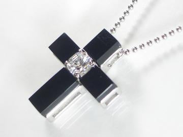 SV シルバー キュービックジルコニアクロス ペンダント ネックレス