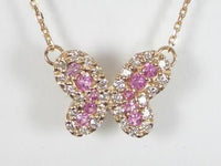 バタフライ　ピンクサファイア　ネックレス　K18PG GRAFF】グラフ『K18PG ダブル バタフライ シルエット ネックレス