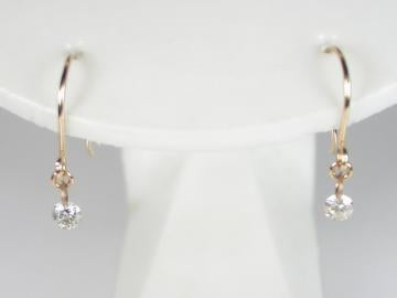 K10PG　ピンクゴールドダイヤモンドフックタイプ ピアス 0.1CT