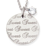 メッセージ ネックレス ・フルムーン　Sweet＆Sweet（ロジウムコーティング）