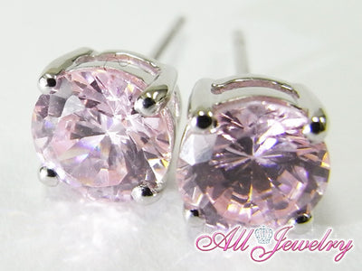 ピンクCZ(キュービック・ジルコニア)・6mm一粒 ピアス （CZ Pink