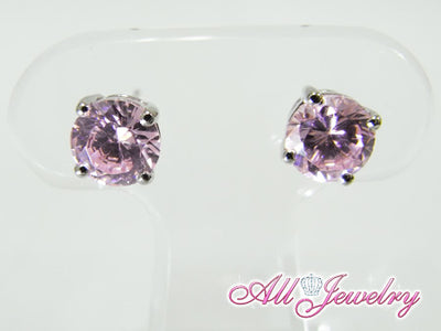 ピンクCZ(キュービック・ジルコニア)・6mm一粒 ピアス （CZ Pink