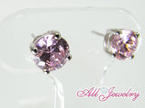 ピンクCZ(キュービック・ジルコニア)・6mm一粒 ピアス （CZ Pink Diamond Pierce）【即納】