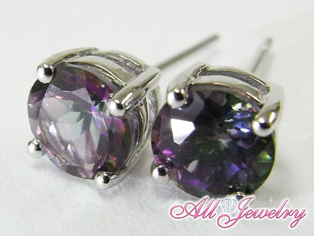 天然 ミスティックトパーズ・6mm一粒 ピアス （Mystic Topaz Pierce）【即納】