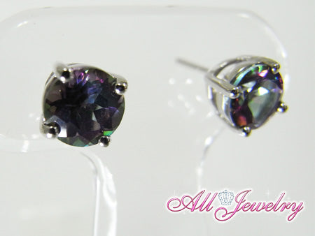 天然 ミスティックトパーズ・6mm一粒 ピアス （Mystic Topaz Pierce）【即納】