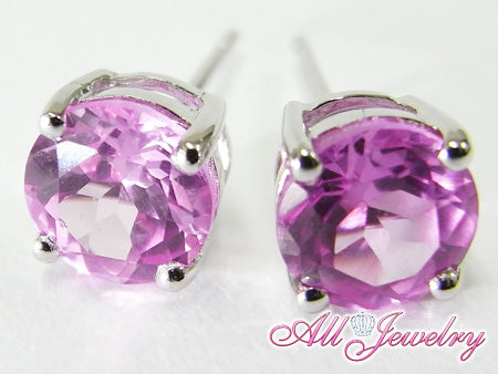 Lab ピンクサファイア・6mm一粒 ピアス （Lab Pink Sapphire Pierce）【即納】