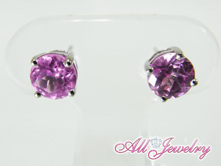 Lab ピンクサファイア・6mm一粒 ピアス （Lab Pink Sapphire Pierce）【即納】