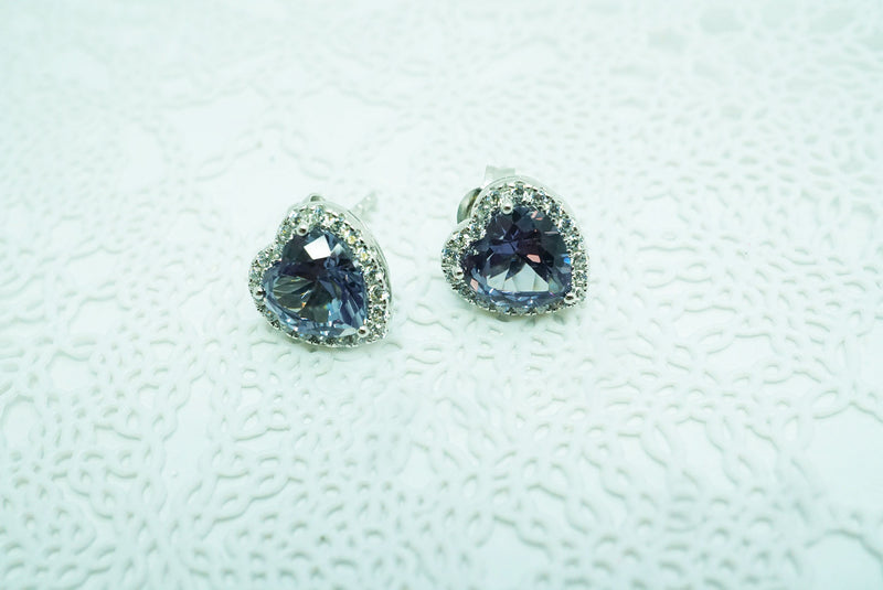 【新作】【即納】アレキサンドライト 1.1CT 7x7mm ハートモチーフ Heart Round ピアス【誕生石6月】【バレンタインデー】【プレゼントに最適！】