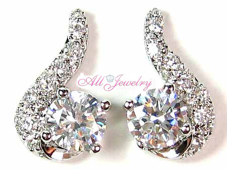 1.8CT CZダイヤ(キュービック・ジルコニア)- 5mm ラウンド ピアス【即納】