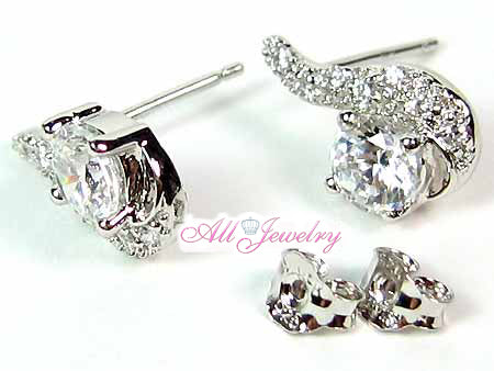 1.8CT CZダイヤ(キュービック・ジルコニア)- 5mm ラウンド ピアス【即納】