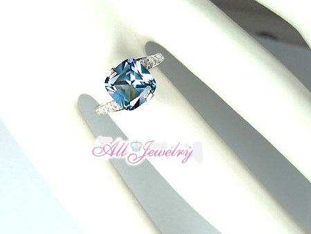 3.2CT アレキサンドライト Corundum - 9mm Cushion リング 【誕生石6月】【即納】