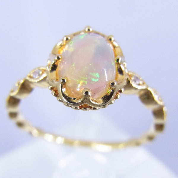 ゴールドリング オパール風石付き 1.07CT オパールリング（イエローゴールド）【彼女や奥様へ