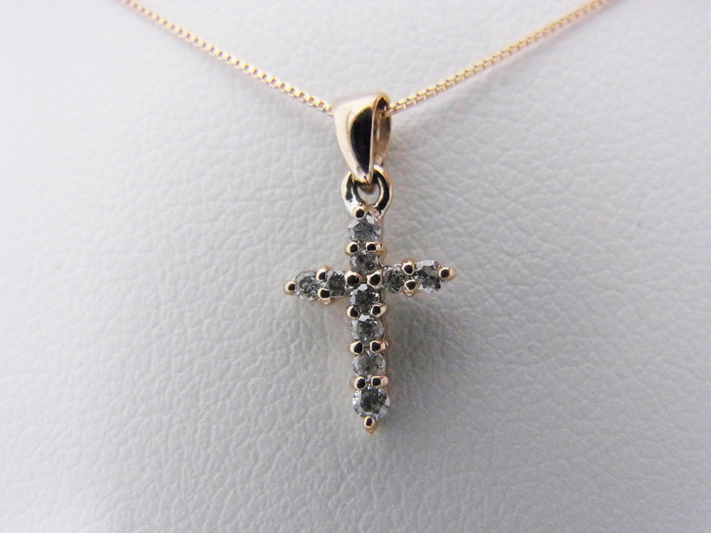 シンプルクロス K10PG ダイヤモンド ペンダントネックレス – オール