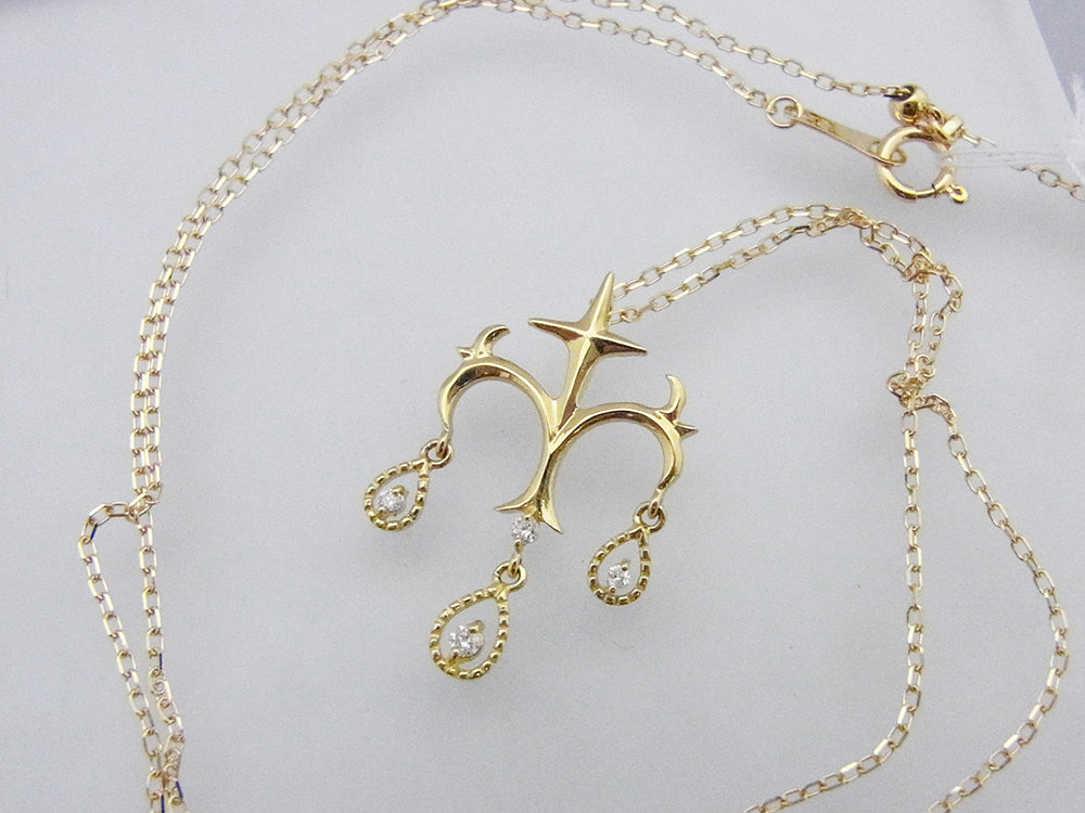 ペンダント K18イエローゴールド ダイヤモンド 0.05ct 数字 ジュエリー