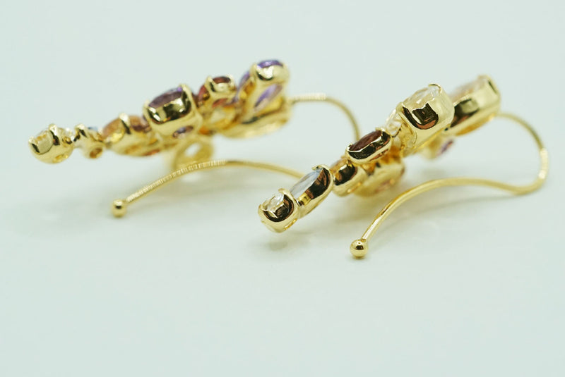 【新作】なかよし夢ピアス K18  豪華絢爛 ピアス ガーネット ライトアメジスト ピンクトルマリン  ホワイトトパーズ  ブルームーンストーン 【プレゼント】
