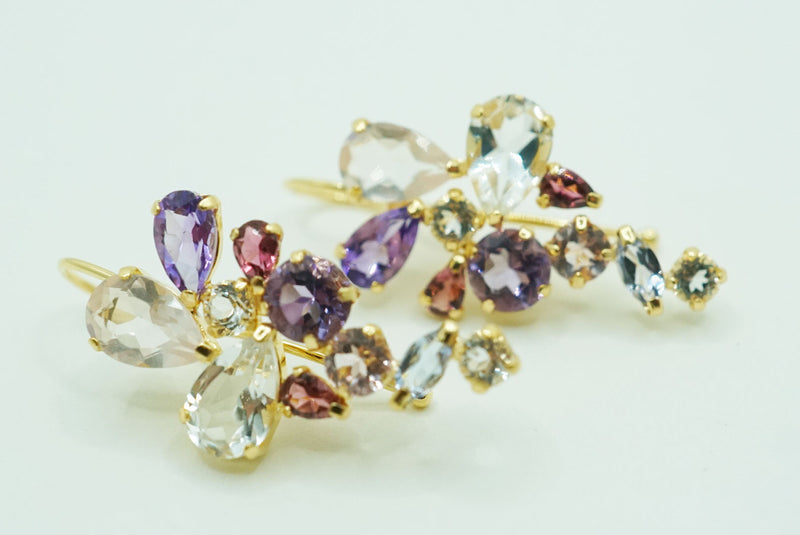 新作】なかよし夢ピアス K18 豪華絢爛 ピアス ガーネット ライト