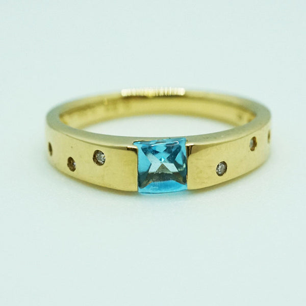 新作】【大粒】K18 0.50ct ブルートパーズ ダイヤモンド リング